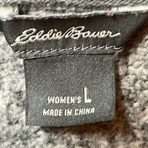 EDDIE bauer gray, zip up, teddy, fall/Winter jacket, size large, lightweight - Picture 3 of 10